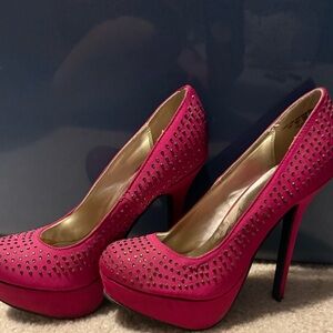 Steve Madden Glamorous Pink Platform Heels with Rhinestones